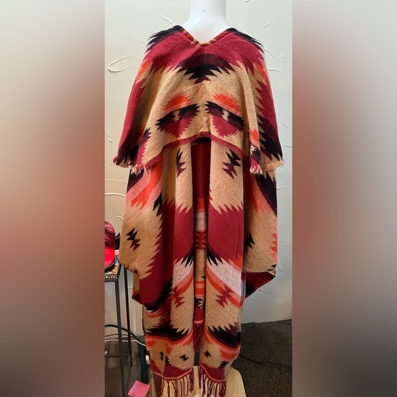 Free People Crossroads Aztec Poncho One Size - Picture 7 of 12